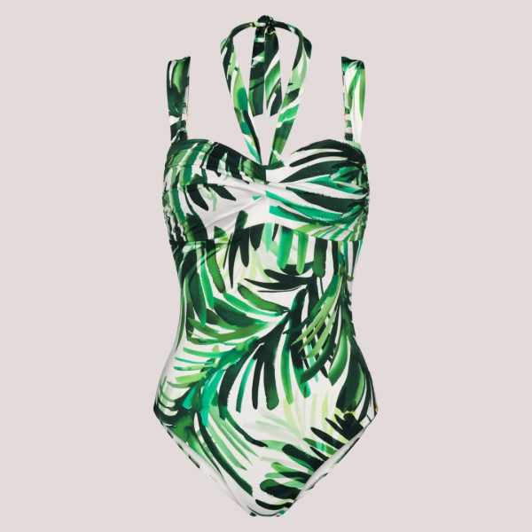 Triumph Γυναικείο Ολόσωμο SHAPPING EFFECT μαγίο strapless Tropical πράσινες αποχρώσεις μεγάλα μεγέθη 10226609.0031/31