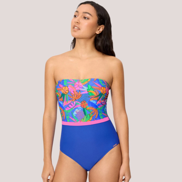 Ysabel Mora Γυναικείο Μαγιό Ολόσωμο strapless με αποσπόμενες τιράντες Tropical διάφορα χρώματα Multicolour One piece 83405