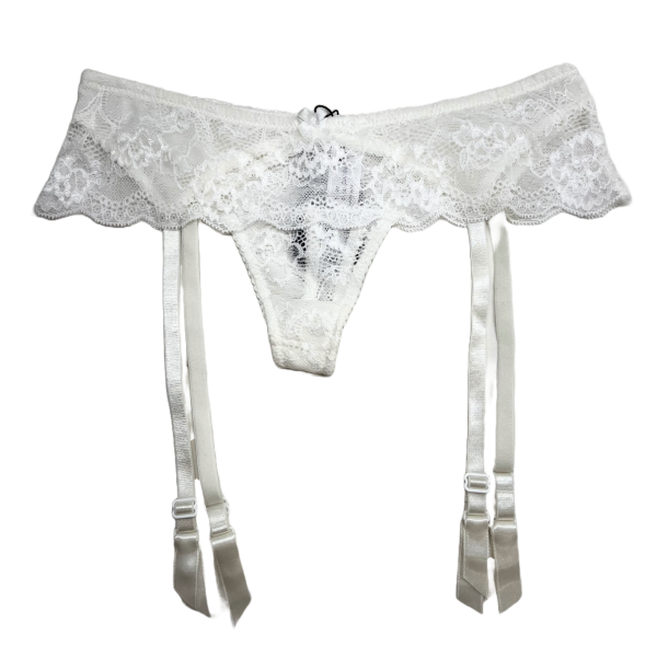 Norddiva Sexy Γυναικείο Εσώρουχο Στρινγκ με Ενσωματωμένες Ζαρτιέρες Σέξι Λευκό με Δαντέλα 3018