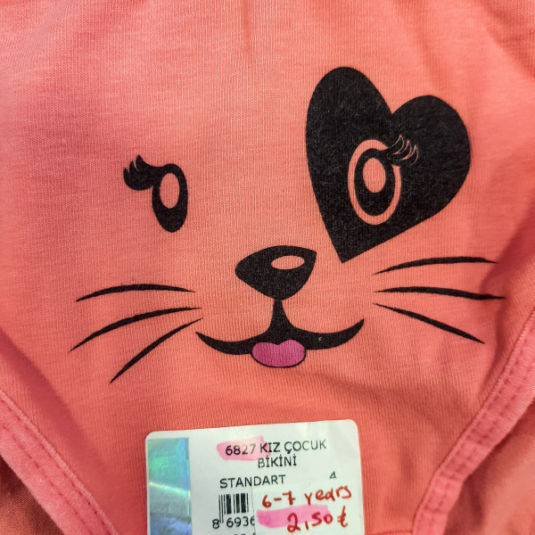 Berrak Παιδικό Βαμβακερό εσώρουχο για κορίτσια Ροζ με σχέδιο γατούλα 6827