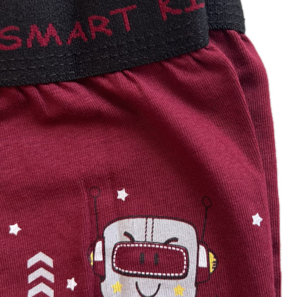 Berrak Hipster Παιδικό Βαμβακερό & Modal Μποξεράκι για αγόρια Μπορντώ χρώμα με  σχέδιo Robot 1575 