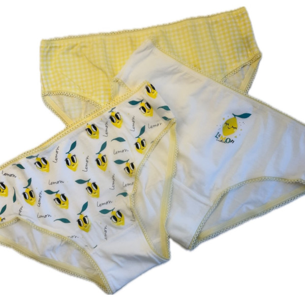 Berrak Kids Βαμβακερά Εσώρουχα για Κορίτσια - Σετ 3 Τεμαχίων 6865 Lemons Cutie