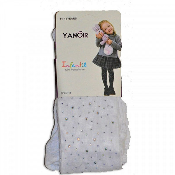 Yanoir Pantyhose Παιδικό Καλσόν με Κρύσταλλους Λευκό 5811