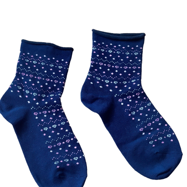 Meritex Παιδική Βαμβακερή Κάλτσα για Κορίτσια με αστεράκια και καρδούλες Μπλέ 4525 Blue 
