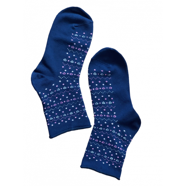 Meritex Παιδική Βαμβακερή Κάλτσα για Κορίτσια με αστεράκια και καρδούλες Μπλέ 4525 Blue 