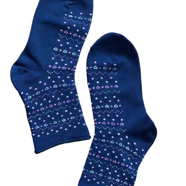 Meritex Παιδική Βαμβακερή Κάλτσα για Κορίτσια με αστεράκια και καρδούλες Μπλέ 4525 Blue 
