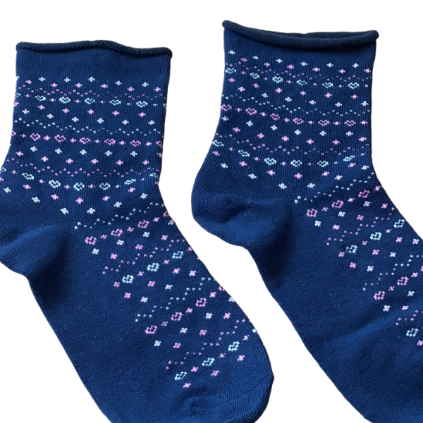 Meritex Παιδική Βαμβακερή Κάλτσα για Κορίτσια με αστεράκια και καρδούλες Μπλέ 4525 Blue 