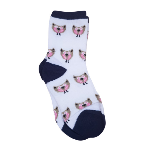 Yanoir Παιδικές Κάλτσες για κορίτσι με σχέδιο κουκουβάγια κ καρδιές Owl 3 τεμ N522-2