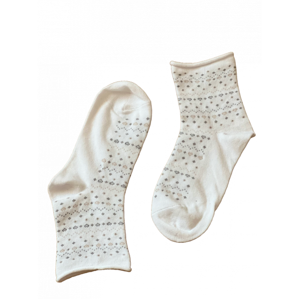 Meritex Παιδική Βαμβακερή Κάλτσα για Κορίτσια με αστεράκια και καρδούλες Λευκό 4525 White