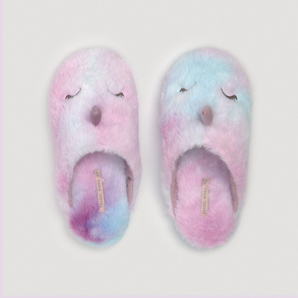 Ysabel Mora Παντόφλες Παιδικές  - Γυναικείες ανοιχτές Μονόκερος ροζ με μύτουλα γκλιτερ 34039 Unicorn