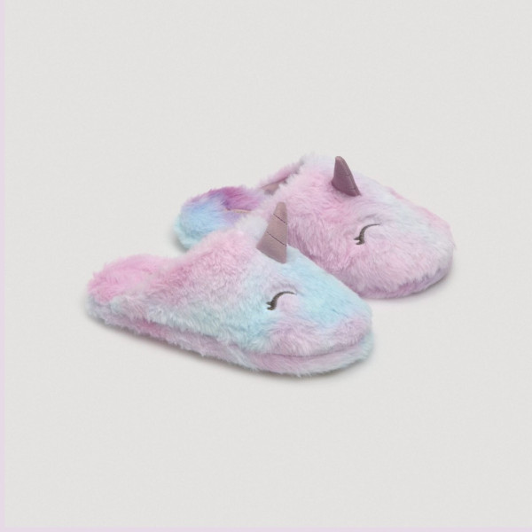 Ysabel Mora Παντόφλες Παιδικές  - Γυναικείες ανοιχτές Μονόκερος ροζ με μύτουλα γκλιτερ 34039 Unicorn