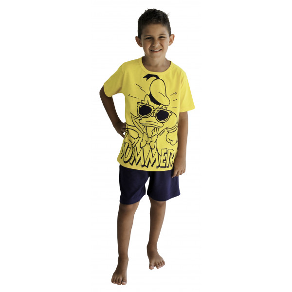 Galaxy Καλοκαιρινή Παιδική Βαμβακερή Πιτζάμα για Αγόρια Κίτρινο 300-21