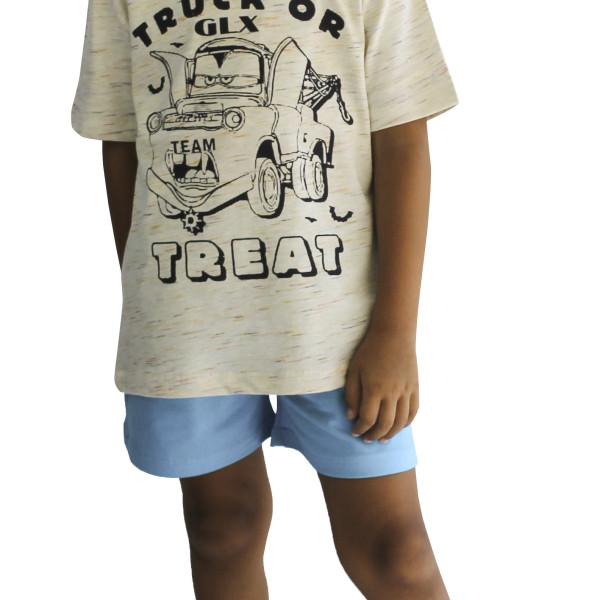 Galaxy Καλοκαιρινή Παιδική Βαμβακερή Πιτζάμα για Αγόρια Μπεζ 303-21