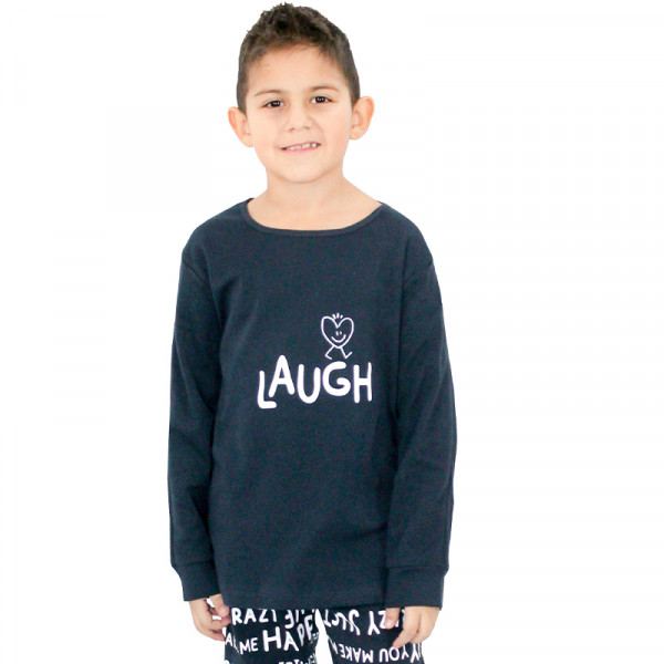 Galaxy Παιδική Βαμβακερή Πιτζάμα για Αγόρια Laugh Μπλέ Σκούρο 104