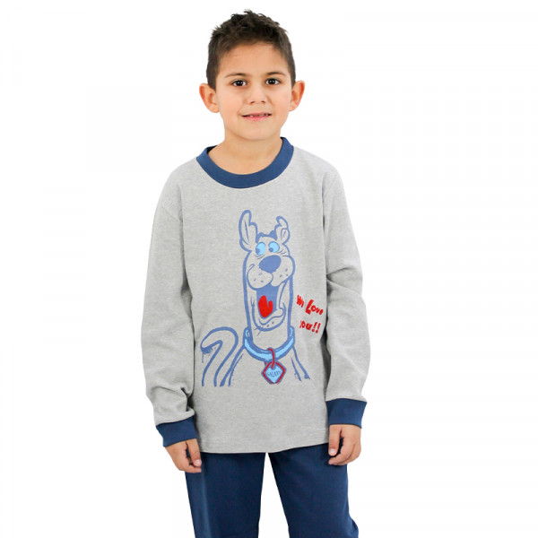 Galaxy Παιδική Βαμβακερή Πιτζάμα για Αγόρι Scooby Γκρί Μπλέ  106