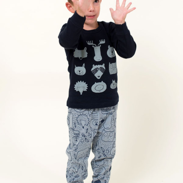 Happy Family Παιδική Βαμβακερή Πιτζάμα Χειμωνιάτικη για Μικρά Aγόρια Μπλέ με Αρκουδάκια PB-XHF776