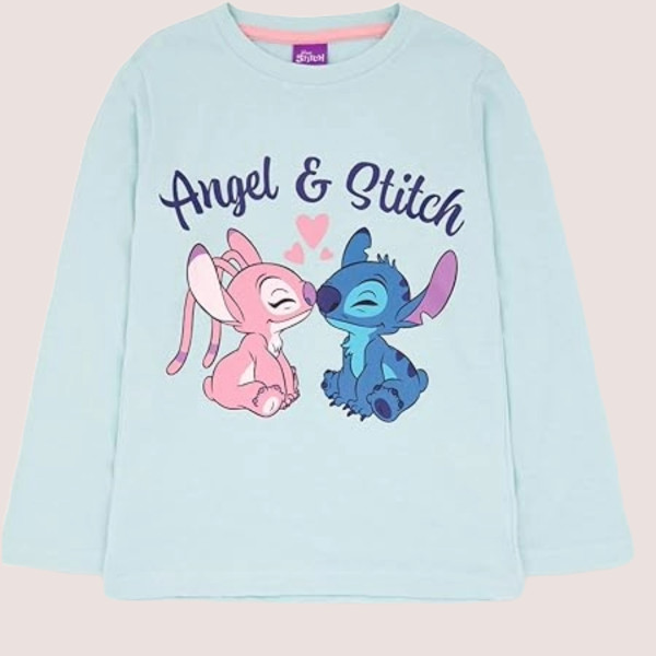 Disney Classics Παιδική Βαμβακερή Πιτζάμα με ήρωες Angel & Stitch Μπλε Ροζ 40281