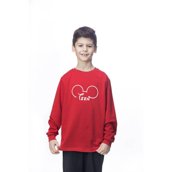 Galaxy Family Εφηβική αγορίστικη Πιτζάμα Βαμβακερή Teen Mickey Κόκκινο 132 Μίκυ Μάους