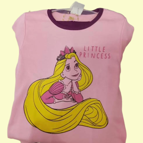 Natura Παιδική για κορίτσι βαμβακερή πιτζάμα με σχέδιο πριγκίπισσα Rapunsel Ραπουνζελ 4082 Ροζ Pink