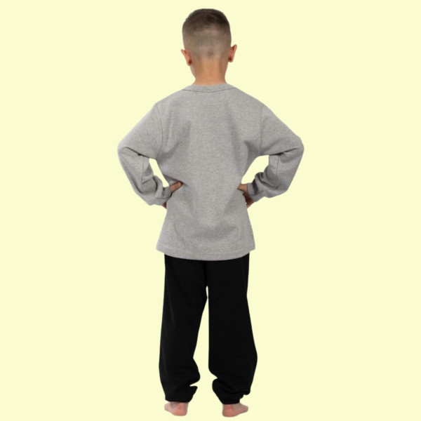 Nina Club αγορίστικη βαμβακερή πιτζάμα fashion με σχέδιο Monster Truck Γκρί μπλούζα μαύρο παντελόνι NC26347