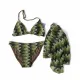Modern Ocean Set παιδικό μαγιό πλεκτό τριγωνάκι τύπου Missoni με δώρο το παρεό με αποχρώσεις του πράσινου CT-6332 green