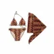 Modern Ocean Set παιδικό μαγιό πλεκτό τριγωνάκι τύπου Missoni με δώρο το παρεό τερακότα & μπορντώ CT-6332 teracotta bordeaux