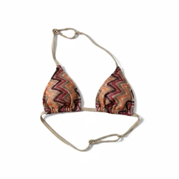 Modern Ocean Set παιδικό μαγιό πλεκτό τριγωνάκι τύπου Missoni με δώρο το παρεό τερακότα & μπορντώ CT-6332 teracotta bordeaux