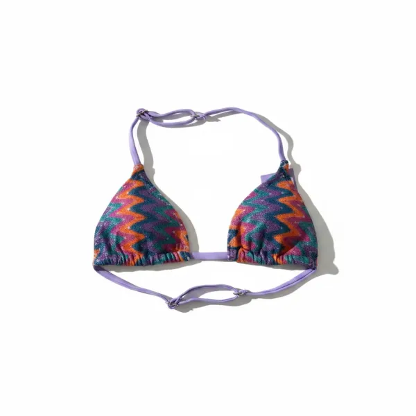 Modern Ocean Set παιδικό μαγιό πλεκτό τριγωνάκι τύπου Missoni με δώρο το παρεό Μωβ μπλέ & πορτοκαλί CT-6332 purple.orange