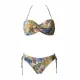 Modern Ocean Γυναικείο Set Strapless Push up δετό & ψηλόμεσο tropical σχέδιο χρυσό κίτρινο γκλίτερ με μπλέ γαλάζιους & μπεζ χρωματισμούς C-6224