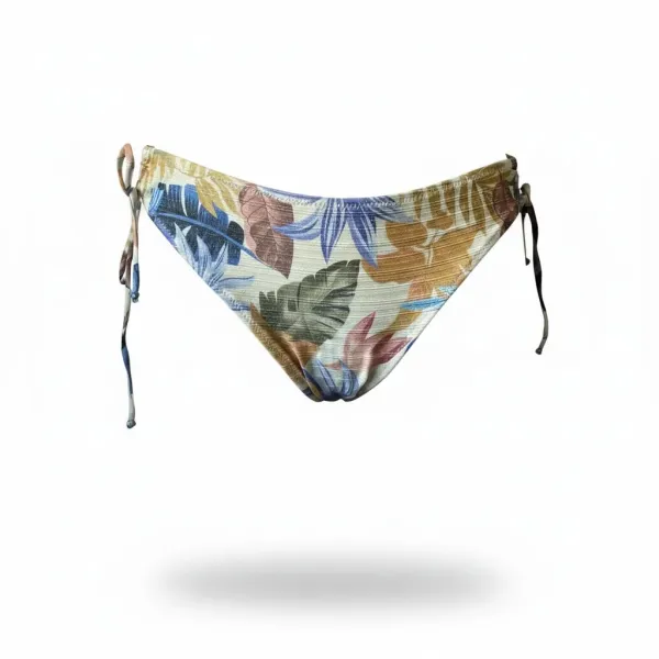 Modern Ocean Γυναικείο Set Strapless Push up δετό & ψηλόμεσο tropical σχέδιο χρυσό κίτρινο γκλίτερ με μπλέ γαλάζιους & μπεζ χρωματισμούς C-6224