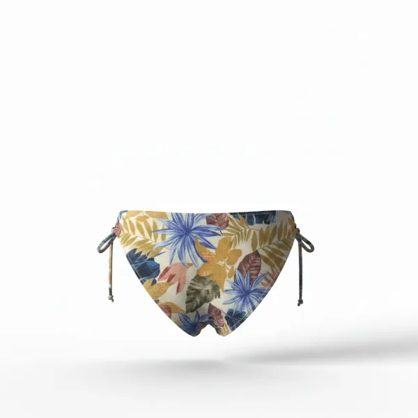Modern Ocean Γυναικείο Set Strapless Push up δετό & ψηλόμεσο tropical σχέδιο χρυσό κίτρινο γκλίτερ με μπλέ γαλάζιους & μπεζ χρωματισμούς C-6224