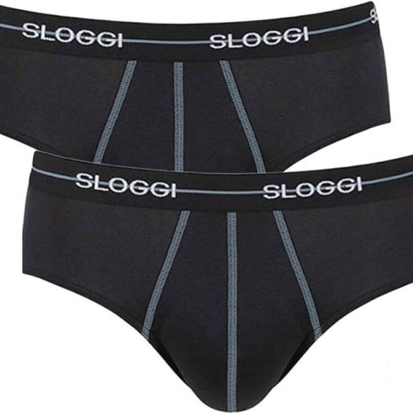 Sloggi Midi Σλιπ Ανδρικό 2 τεμάχια και για Μεγάλα Μεγέθη Μαύρο 10050546 0004/04