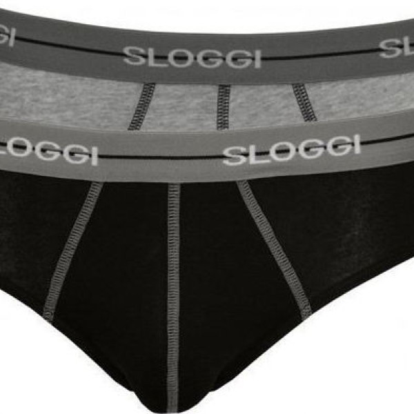 Sloggi Midi  Σλιπ Ανδρικό Γκρί -Μαύρο  2 τεμάχια και για Μεγάλα Μεγέθη 10050546 M013/Z9