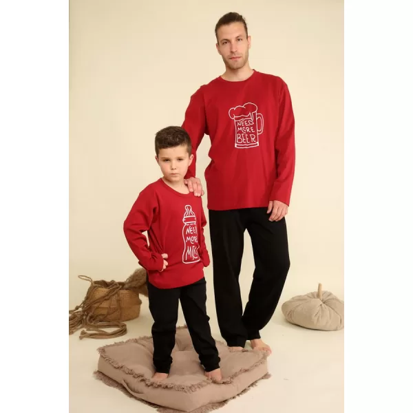 Happy Family Ανδρική Xειμερινή Βαμβακερή Μπορντώ Πιτζάμα με Μακρύ Παντελόνι ''Need More Beer'' AB-XHF713 Happy Family Ανδρική Xειμερινή Βαμβακερή Μπορντώ Πιτζάμα με Μακρύ Παντελόνι ''Need More Beer'' AB-XHF713
