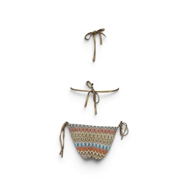 Modern Ocean Γυναικείο Set Bikini push up Τριγωνάκι  πλεκτό πράσινο χακί με χρυσό δέσιμο & δετό brazil C-6381 green chaki