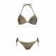 Modern Ocean Γυναικείο Set Bikini push up Τριγωνάκι  πλεκτό πράσινο χακί με χρυσό δέσιμο & δετό brazil C-6381 green chaki