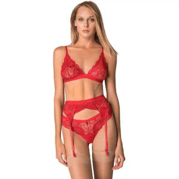 Milena by Paris Bralette Lace Σουτιέν Δαντελωτό Κόκκινο 010174