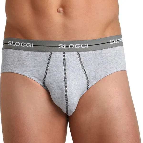 Sloggi Midi  Σλιπ Ανδρικό Γκρί -Μαύρο  2 τεμάχια και για Μεγάλα Μεγέθη 10050546 M013/Z9