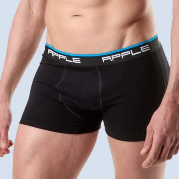 Apple Hipster Μποξεράκι Ανδρικό 2 Τεμάχια και για Μεγάλα Μεγέθη Μαύρο & Γκρί ανθρακί & χρώμα στο λογότυπο μπλέ  0112934 Lycra