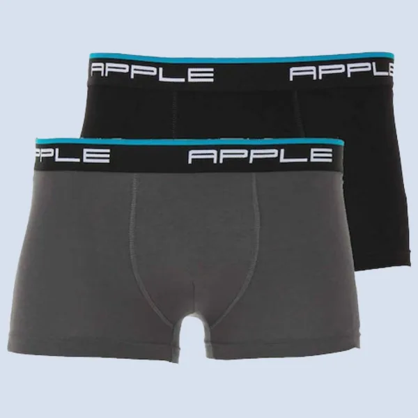 Apple Hipster Μποξεράκι Ανδρικό 2 Τεμάχια και για Μεγάλα Μεγέθη Μαύρο & Γκρί ανθρακί & χρώμα στο λογότυπο μπλέ  0112934 Lycra
