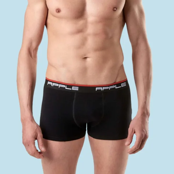 Apple Hipster Μποξεράκι Ανδρικό 2 Τεμάχια και για Μεγάλα Μεγέθη Μαύρο με χρώμα στο λογότυπο μπλέ - κόκκινο 0112934 Lycra