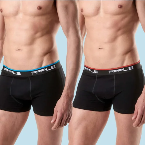 Apple Hipster Μποξεράκι Ανδρικό 2 Τεμάχια και για Μεγάλα Μεγέθη Μαύρο με χρώμα στο λογότυπο μπλέ - κόκκινο 0112934 Lycra