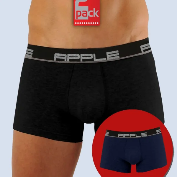 Apple Hipster Μποξεράκι Ανδρικό 2 Τεμάχια και για Μεγάλα Μεγέθη Μαύρο Μπλέ με χρώμα στο λογότυπο 0112969