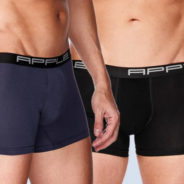 Apple Hipster Μποξεράκι Ανδρικό 2 Τεμάχια και για Μεγάλα Μεγέθη Μαύρο Μπλέ με χρώμα στο λογότυπο 0112969