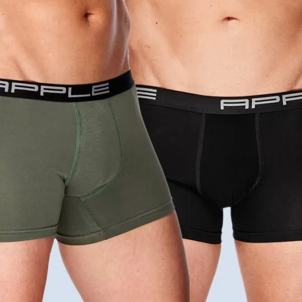 Apple Hipster Μποξεράκι Ανδρικό 2 Τεμάχια και για Μεγάλα Μεγέθη Μαύρο Χακί με μαύρο χρώμα στο λογότυπο 0112969