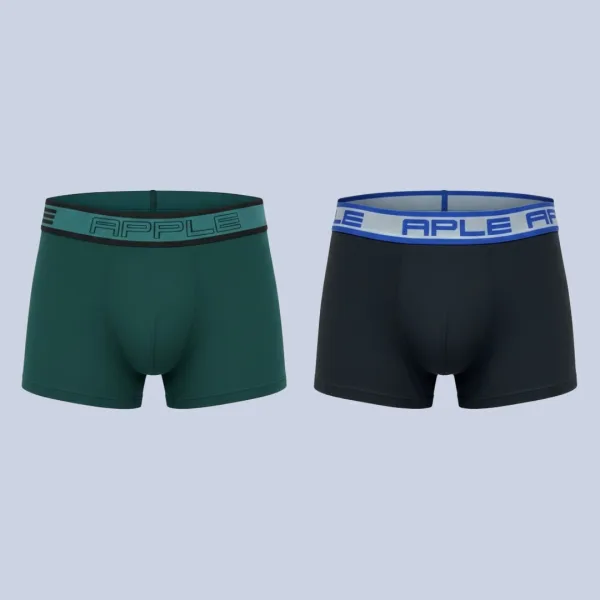Apple Hipster Μποξεράκι Ανδρικό 2 Τεμάχια και για Μεγάλα Μεγέθη Μαύρο & Πράσινο με χρώμα στο λογότυπο πράσινο & μπλέ 0112970 Lycra