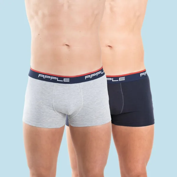 Apple Hipster Μποξεράκι Ανδρικό 2 Τεμάχια και για Μεγάλα Μεγέθη μπλέ γκρί  με χρώμα στο λογότυπο μπλέ - κόκκινο 0112934 Lycra