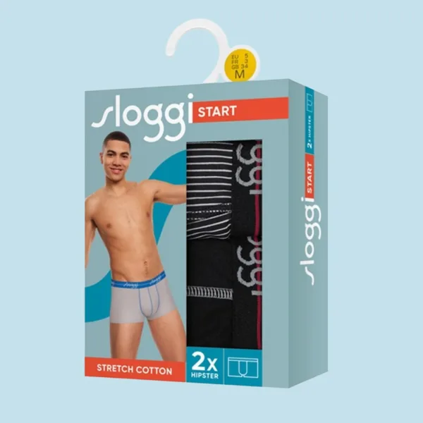 Sloggi Start Hipster Ανδρικά Μπόξερ 2 τεμ μαύρο & μαύρο ρίγα  10206968-Μ006