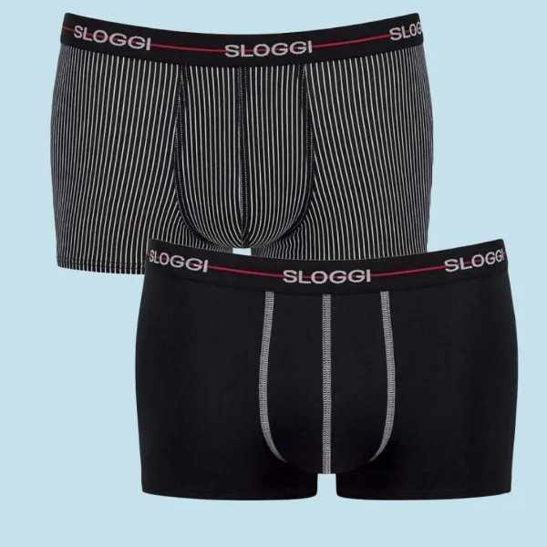 Sloggi Start Hipster Ανδρικά Μπόξερ 2 τεμ μαύρο & μαύρο ρίγα  10206968-Μ006