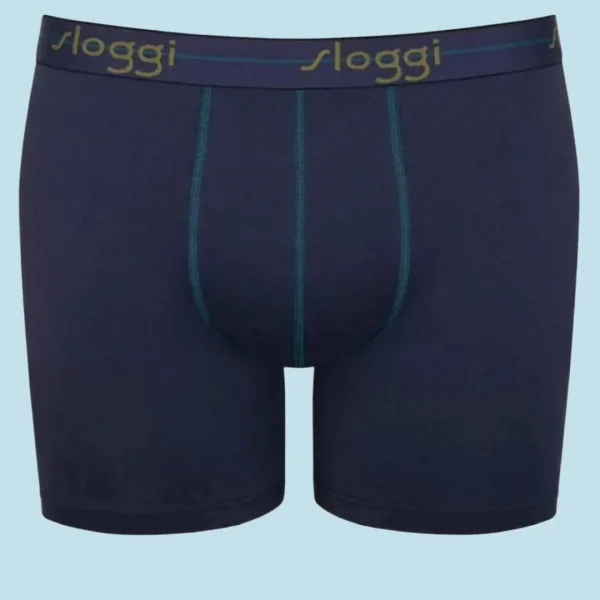 Sloggi Μποξεράκι Ανδρικό Βαμβακερό Μακρύ Οικονομικό σετ 2Τεμ Μπλέ και χακί παραλλαγής 10206948-V010 Start Short